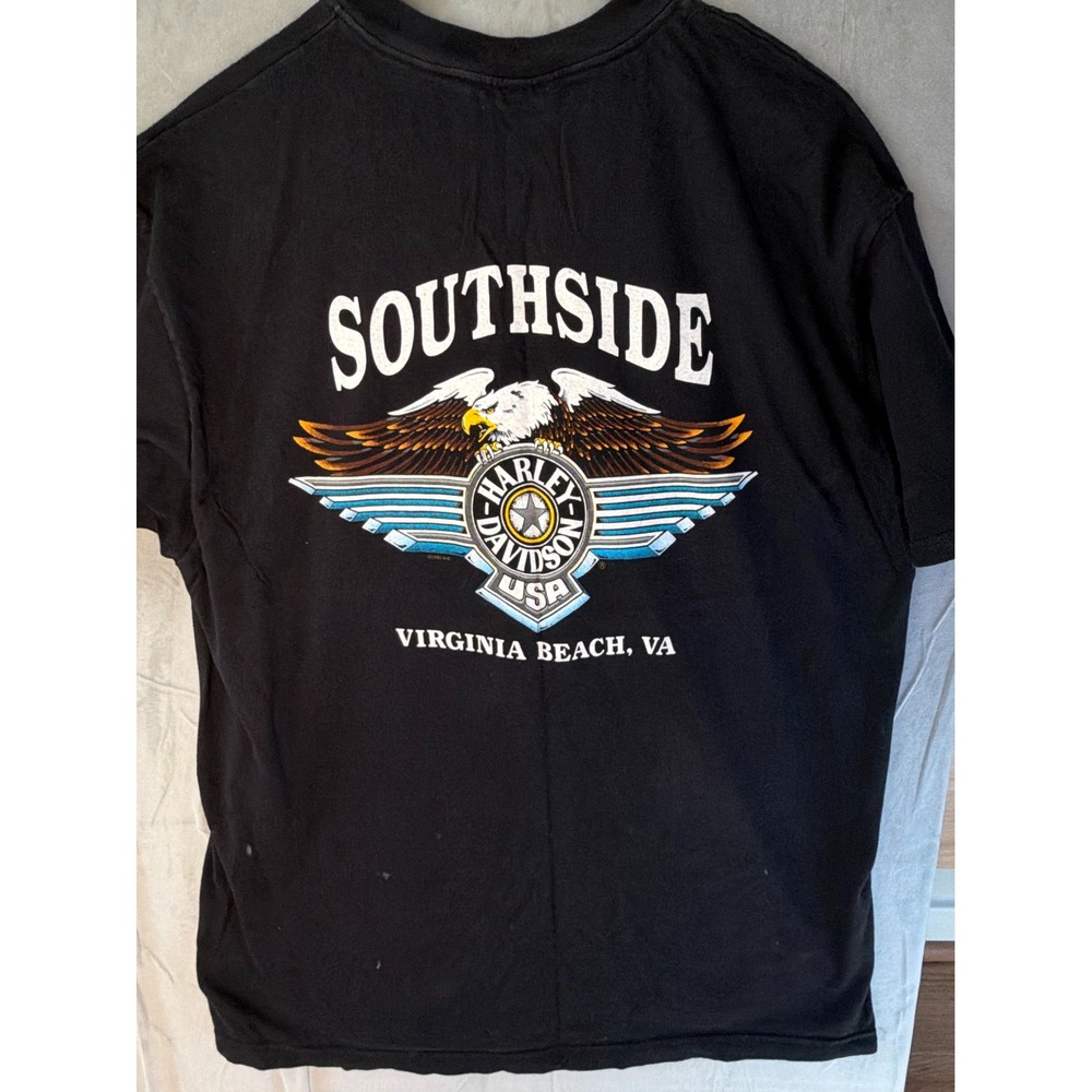 Harley-Davidson Southside Virginia Beach Tee Mens XL Black VNT 1999 Hanes Beefy